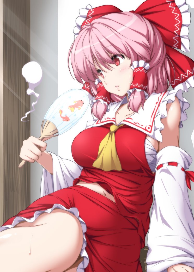 hakurei reimu and saigyouji yuyuko (touhou) drawn by nori_tamago