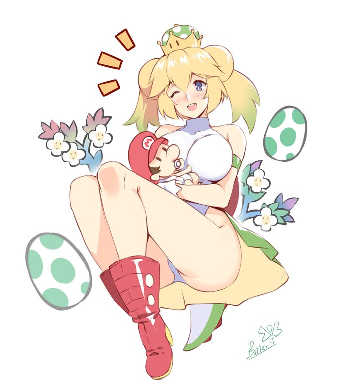 mario, baby mario, and princess yoshi (mario and 1 more) drawn by butter-t