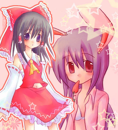 hakurei reimu and reisen udongein inaba (touhou) drawn by aino_osaru