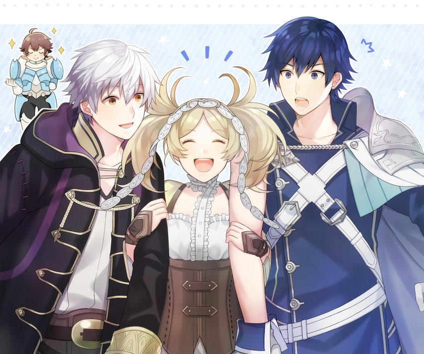 male robin, chrom, lissa, and frederick (fire emblem and 2 more) drawn by aym_(ash3ash3ash)