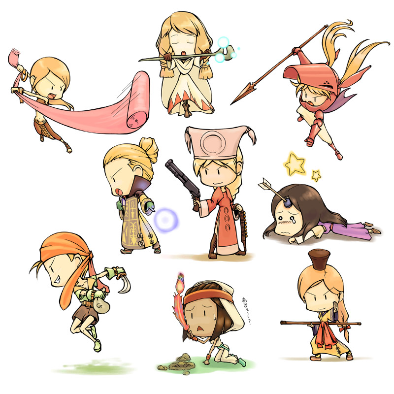white mage, dancer, rapha galthena, orator, thief, and 4 more (final fantasy and 1 more) drawn by momigara_(mmgrkmnk)