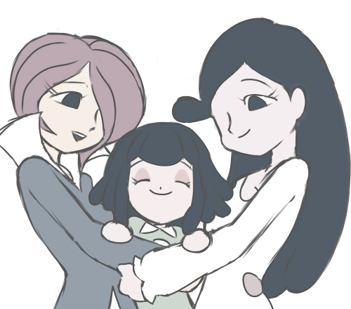 chroniko, negi, and chroniko's mother (kaiba) drawn by zukizuki