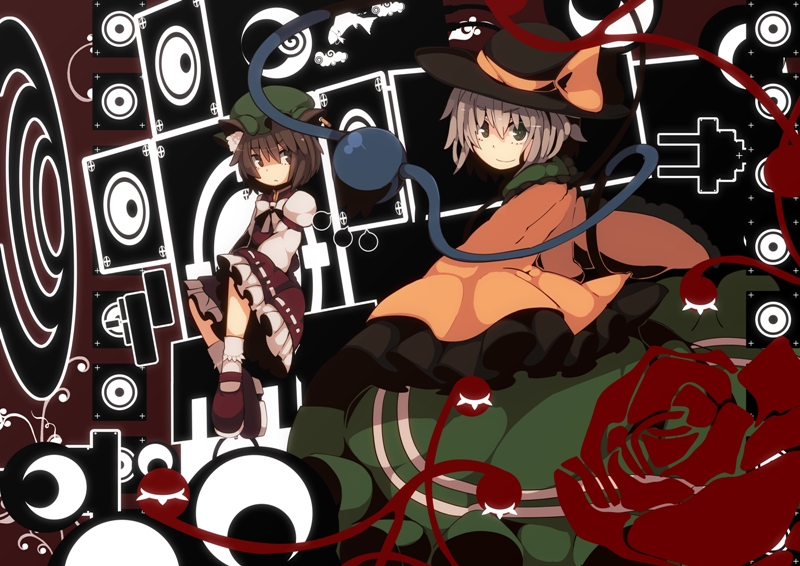 komeiji koishi and chen (touhou) drawn by fuurin_(omaemona)