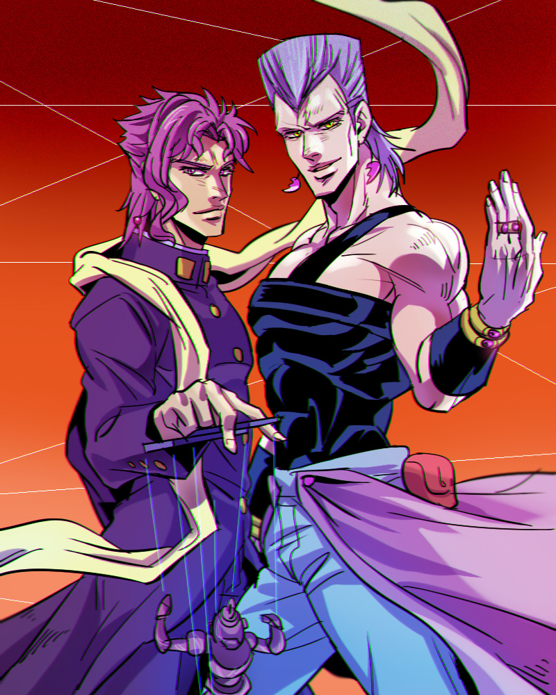 kakyoin noriaki and jean pierre polnareff (jojo no kimyou na bouken and 1 more) drawn by anzumame