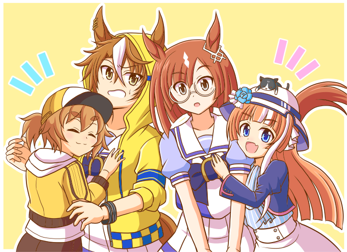 ikuno dictus, akikawa yayoi, dictus striker, and satake mei (umamusume and 1 more) drawn by a_rusuzuki