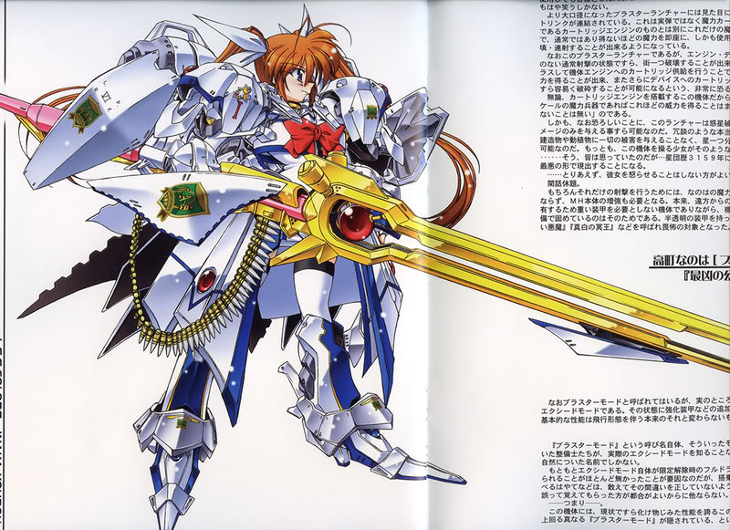 takamachi nanoha, raising heart, and led mirage (lyrical nanoha and 2 more) drawn by donburimeshi