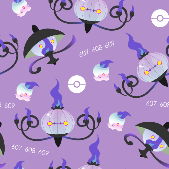 litwick, chandelure, and lampent (pokemon) drawn by rizumu_(rhythmag)