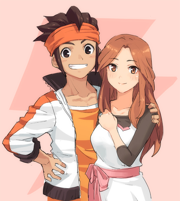 endou mamoru and raimon natsumi (inazuma eleven and 1 more) drawn by haruno_shuu
