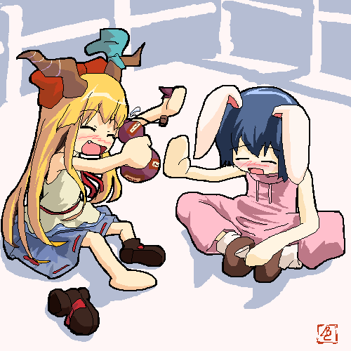 ibuki suika and inaba tewi (touhou) drawn by tsubasa_(abchipika)