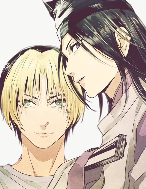 shindou hikaru and fujiwara no sai (hikaru no go) drawn by mo_cha_ri