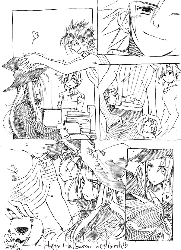 cloud strife, sephiroth, and zack fair (final fantasy and 1 more) drawn by toujou_sakana