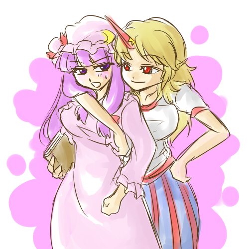 patchouli knowledge and hoshiguma yuugi (touhou) drawn by tobakko