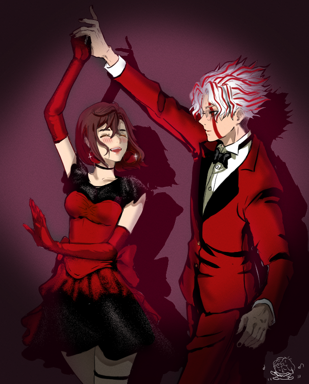 ayase momo and takakura ken (dandadan) drawn by nanghea291