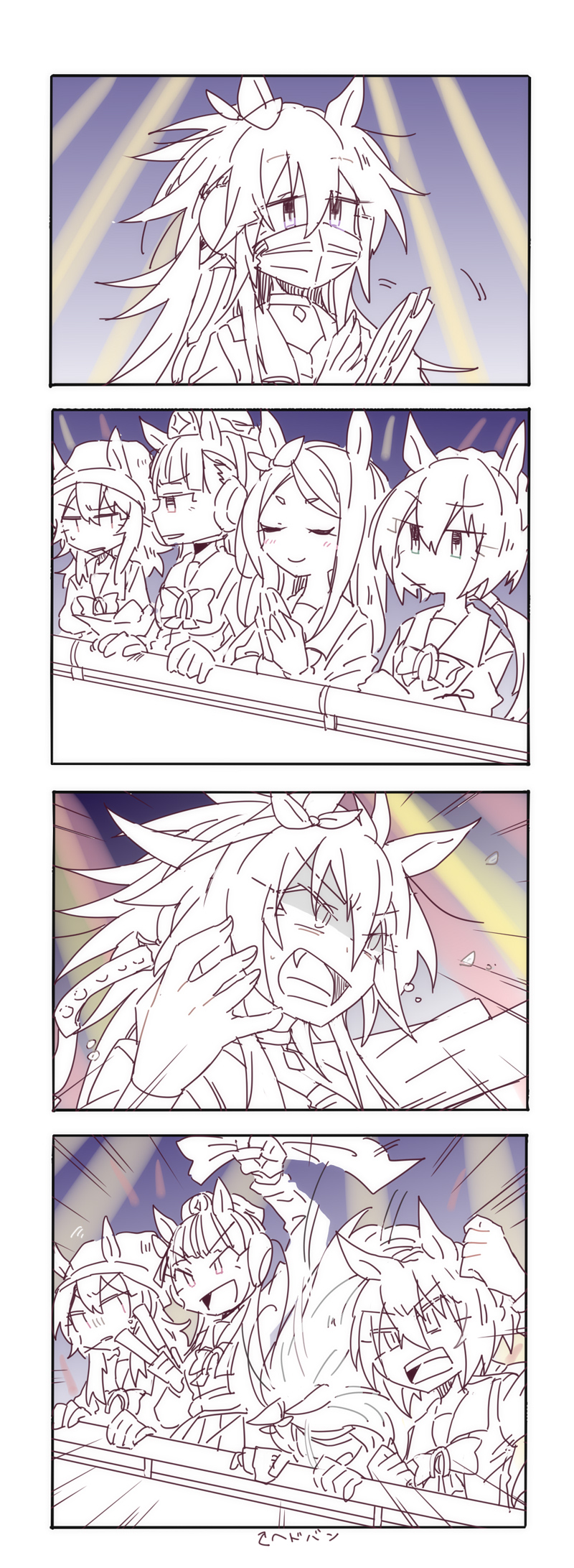 gold ship, mejiro mcqueen, nakayama festa, kin'iro ryotei, and orfevre (umamusume) drawn by beer_hsk