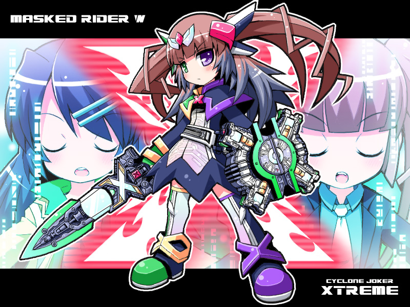 kamen rider double, philip, and hidari shoutarou (kamen rider and 1 more) drawn by yuuno