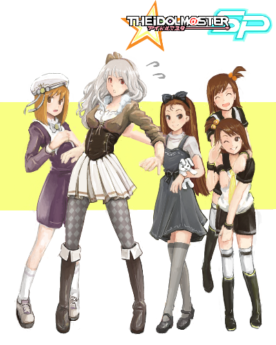 shijou takane, minase iori, hagiwara yukiho, futami mami, futami ami, and 1 more (idolmaster) drawn by kanaa_(apple_tea_z)