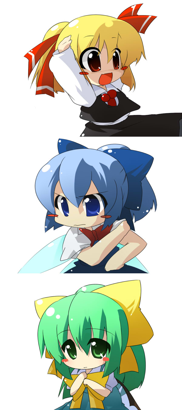 cirno, rumia, and daiyousei (touhou) drawn by oka_(bananashoe)