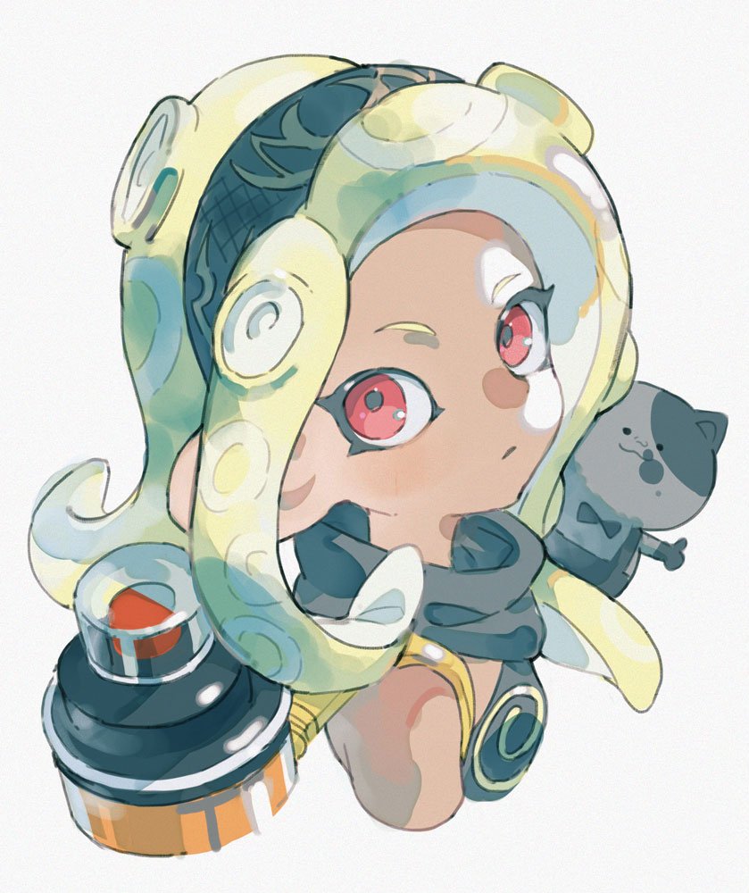 octoling player character, octoling girl, kitten, and judd (splatoon and 2 more) drawn by taroji