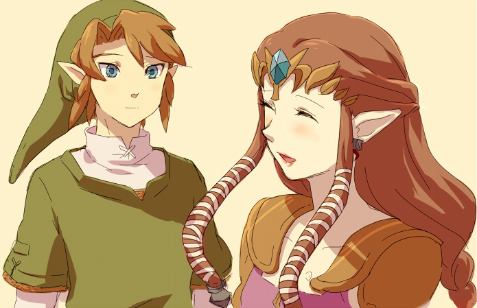 link and princess zelda (the legend of zelda and 1 more) drawn by o-yuki