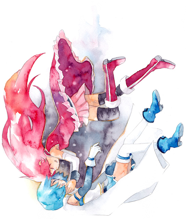 miki sayaka and sakura kyoko (mahou shoujo madoka magica) drawn by nishima