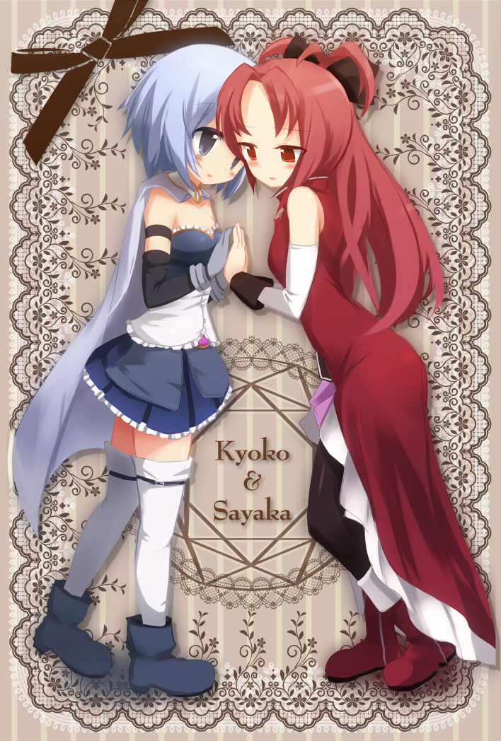 miki sayaka and sakura kyoko (mahou shoujo madoka magica) drawn by taharu_kousuke