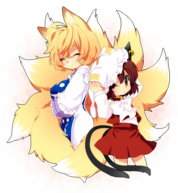 yakumo ran and chen (touhou) drawn by kiri_futoshi