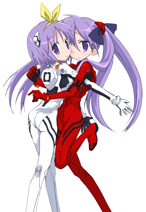 souryuu asuka langley, ayanami rei, hiiragi kagami, and hiiragi tsukasa (neon genesis evangelion and 1 more) drawn by hizuki_yayoi