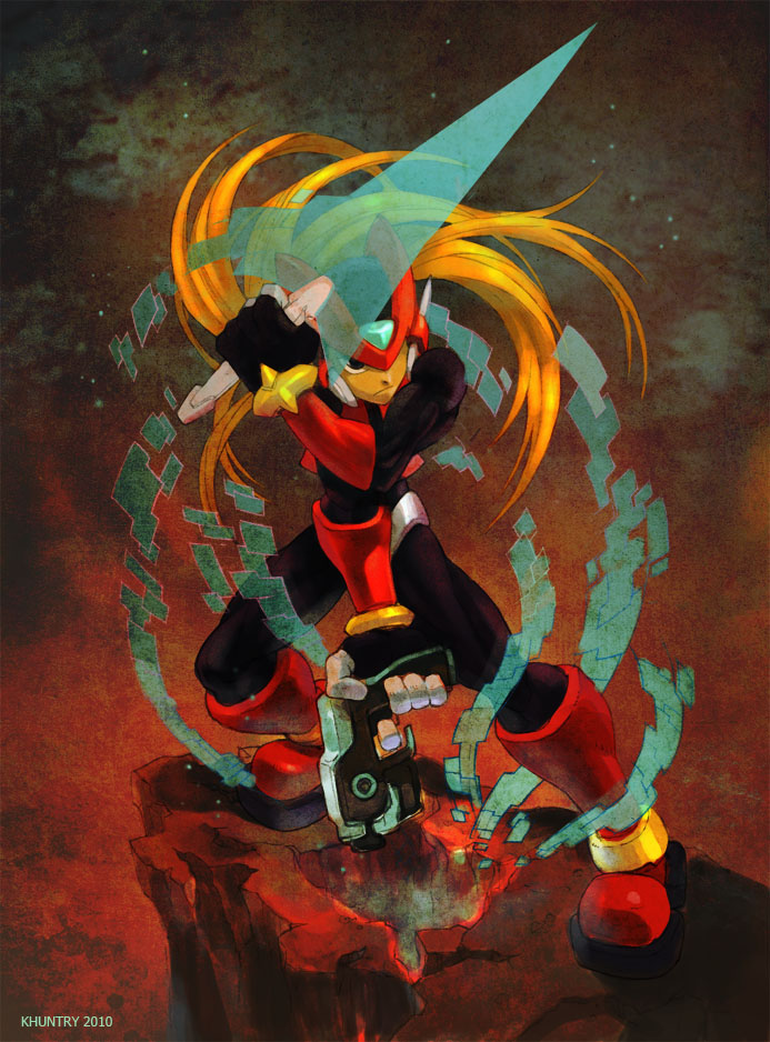 zero and zero(z) (mega man and 1 more) drawn by khuntry
