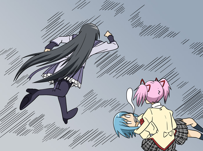 akemi homura, kaname madoka, and miki sayaka (mahou shoujo madoka magica and 1 more) drawn by negitan_(imizu_citizen)