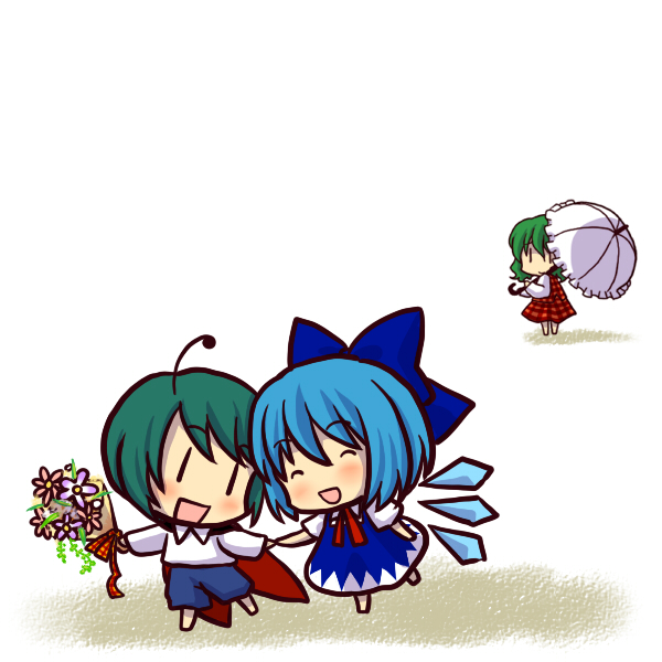 cirno, kazami yuuka, and wriggle nightbug (touhou) drawn by socha
