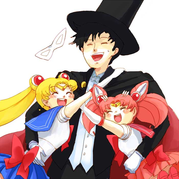 tsukino usagi, sailor moon, chibi usa, sailor chibi moon, chiba mamoru, and 1 more (bishoujo senshi sailor moon and 1 more) drawn by azuma_yukihiko