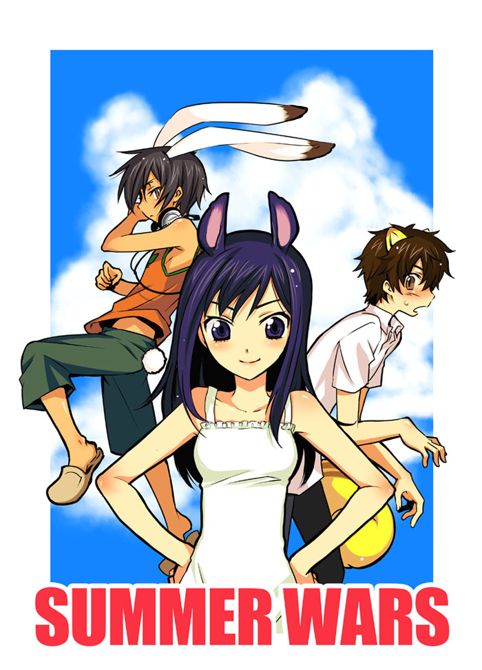 ikezawa kazuma, king kazma, shinohara natsuki, koiso kenji, and kari-kenji (summer wars) drawn by mizunomoto