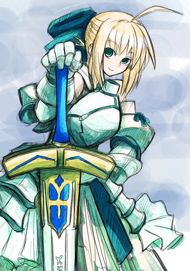 artoria pendragon and saber lily (fate and 1 more) drawn by samaru