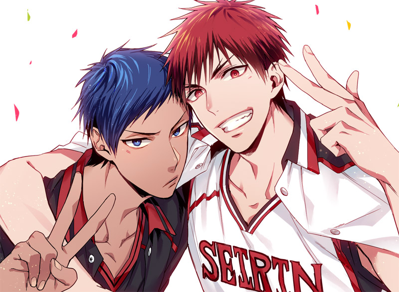 aomine daiki and kagami taiga (kuroko no basuke) drawn by yuuto_(sky_cloister)