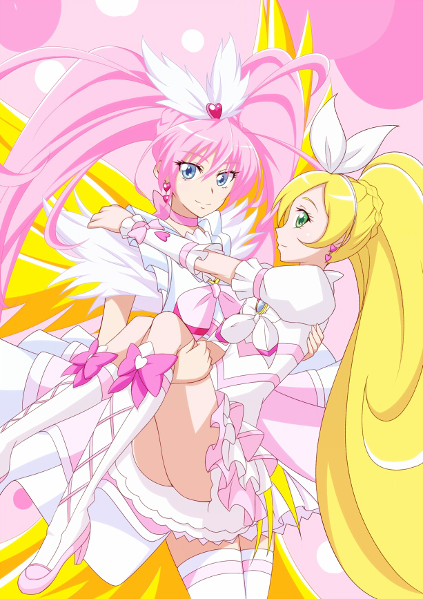 houjou hibiki, minamino kanade, cure melody, and cure rhythm (precure and 1 more) drawn by jabara_tornado