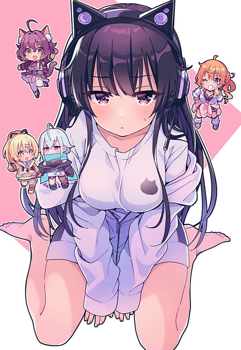 kurone koyoi, sera matsuri, natsunami yui, kurumiya kirin, and kuroneko san (bishoujo ni natta chiyahoya sarete jinsei easy de ikitai!) drawn by namanama_gl