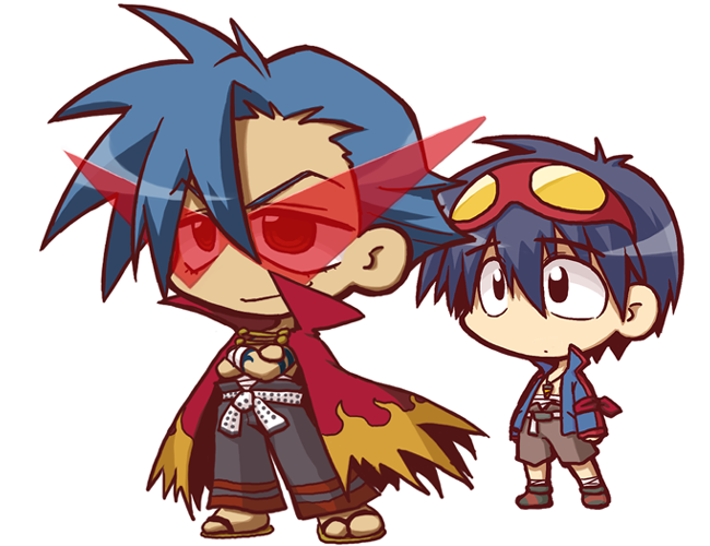 simon and kamina (tengen toppa gurren lagann) drawn by ikkyuu