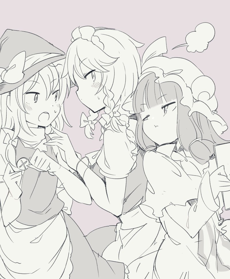 kirisame marisa, izayoi sakuya, and patchouli knowledge (touhou) drawn by fuukadia_(narcolepsy)