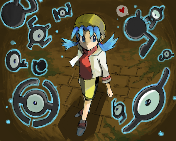 kris, unown, unown a, unown e, unown i, and 8 more (pokemon and 1 more) drawn by ashiwaza_(0638)