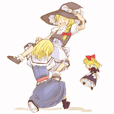 kirisame marisa, alice margatroid, and shanghai doll (touhou) drawn by cervus