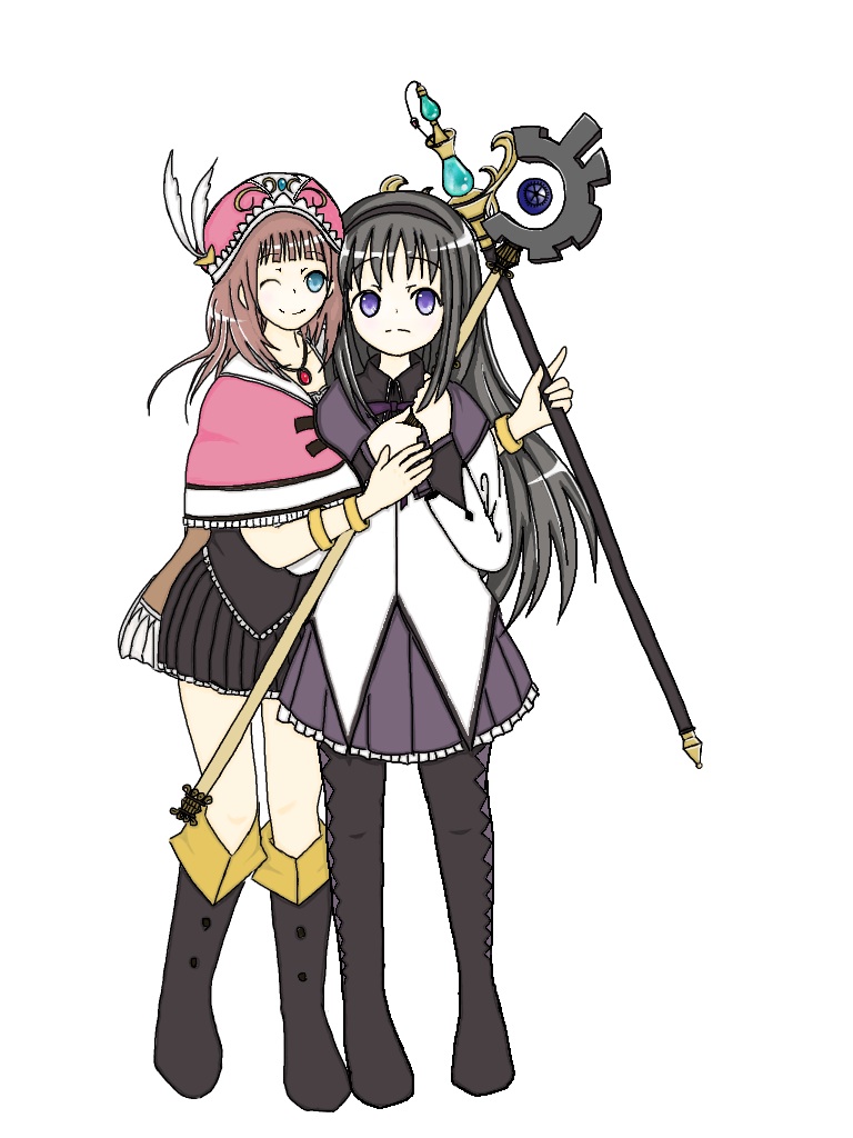 akemi homura and rorolina frixell (mahou shoujo madoka magica and 2 more) drawn by eringi_joou