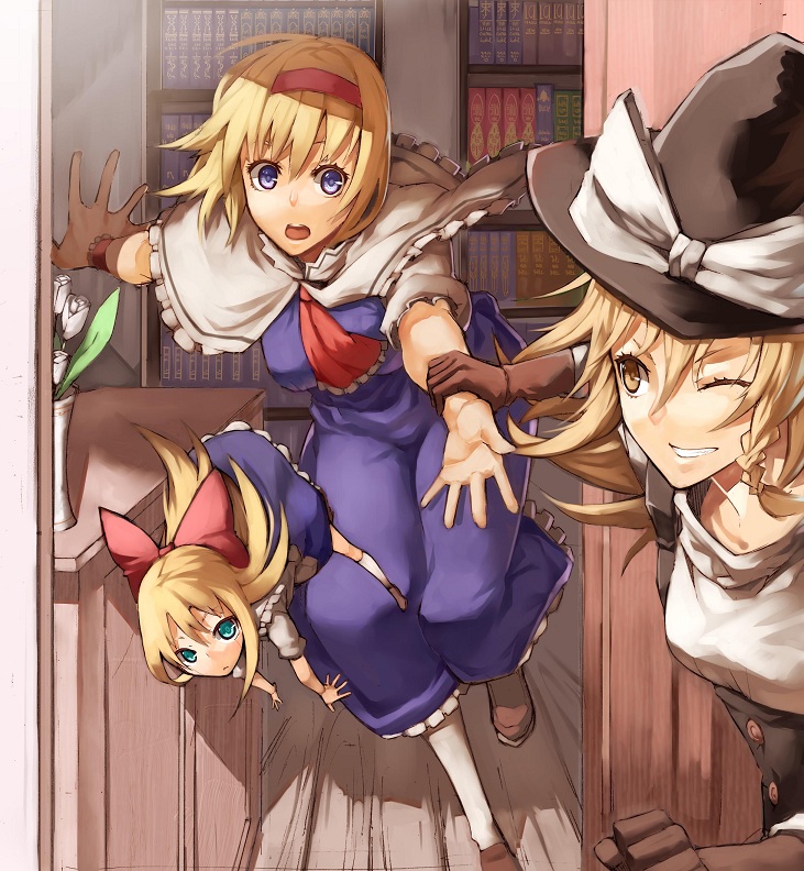 kirisame marisa, alice margatroid, and shanghai doll (touhou) drawn by scottie_(phantom2)
