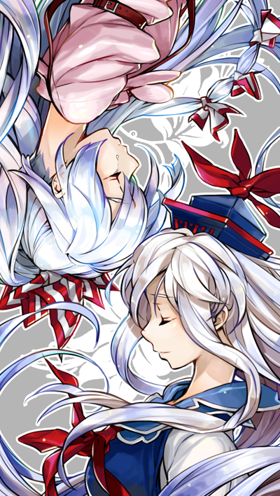fujiwara no mokou and kamishirasawa keine (touhou) drawn by nakbe
