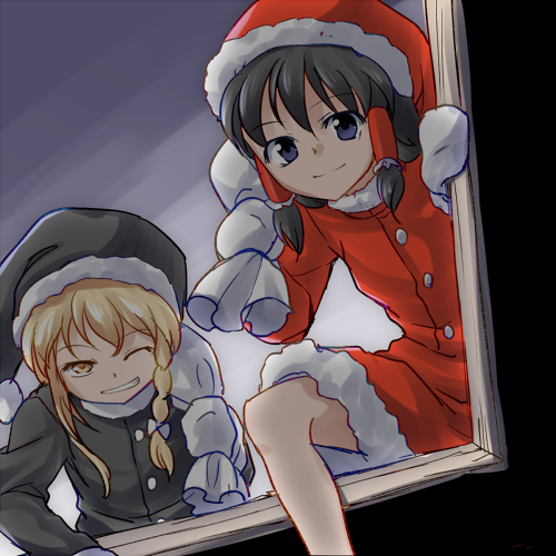 hakurei reimu and kirisame marisa (touhou) drawn by dairi
