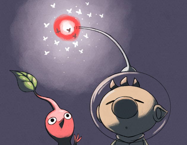 red pikmin and olimar (pikmin) drawn by naru_(wish_field)