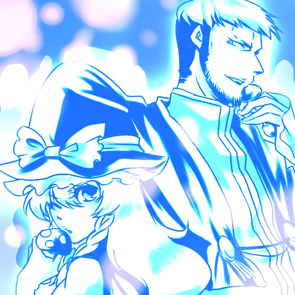 kirisame marisa and goenitz (touhou and 2 more) drawn by tobi_(discharge_cycle)