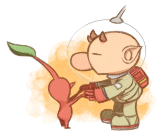 red pikmin and olimar (pikmin) drawn by naru_(wish_field)