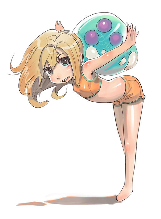 samus aran, metroid, and metroid larva (metroid and 1 more) drawn by kichin_yarou