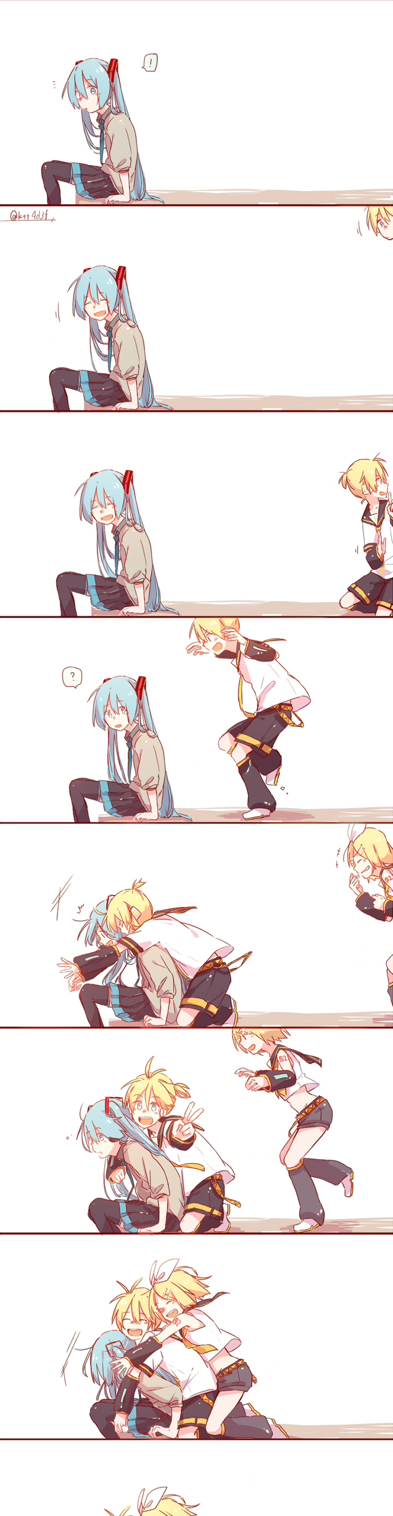 hatsune miku, kagamine rin, and kagamine len (vocaloid) drawn by mi_no_take