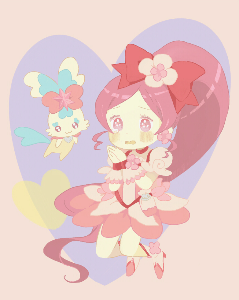 hanasaki tsubomi, cure blossom, and chypre (precure and 1 more) drawn by keyaki_(mora_ll)